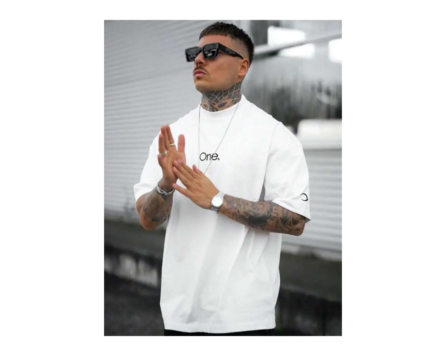 Unisex One Kol Hilal Baskılı Oversize %100 Pamuk