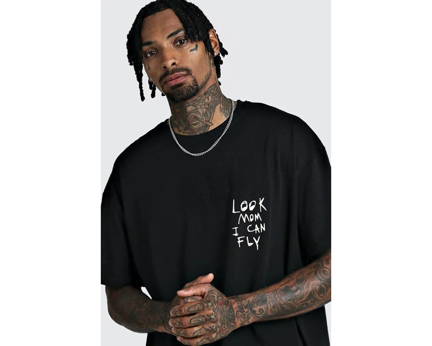 Unisex Örme Look Mom I Can Fly Basklı