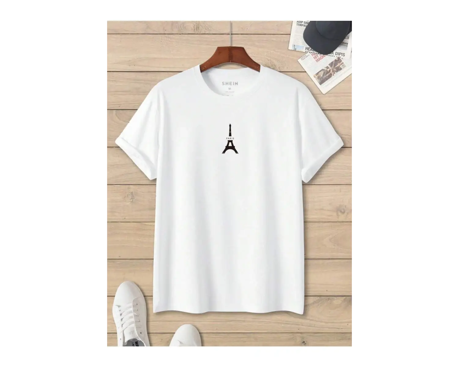 Unisex Oversize Eyfel Kulesi Baskılı T-shirt