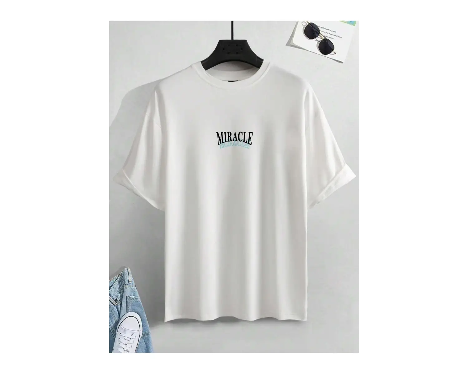 Unisex Oversize Kalıp Kelebek & Harf Grafik Damla Omuz Harajuku Style