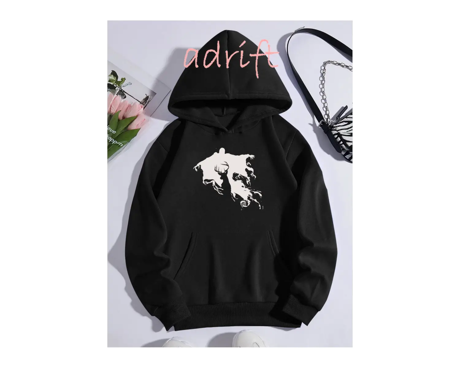 Unisex Oversize Kapüşonlu Kanguru Cepli Harry Potter Baskılı Gri