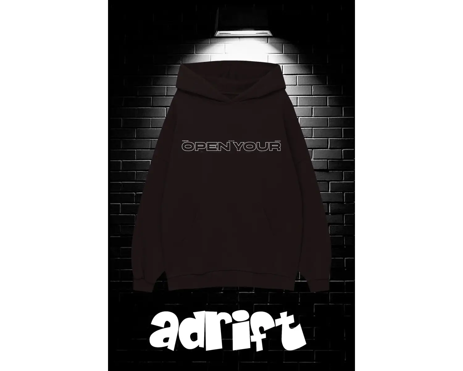 Unisex Oversize Kapüşonlu Kanguru Cepli Open Your Baskılı Sweatshirt Hoodie Beyaz