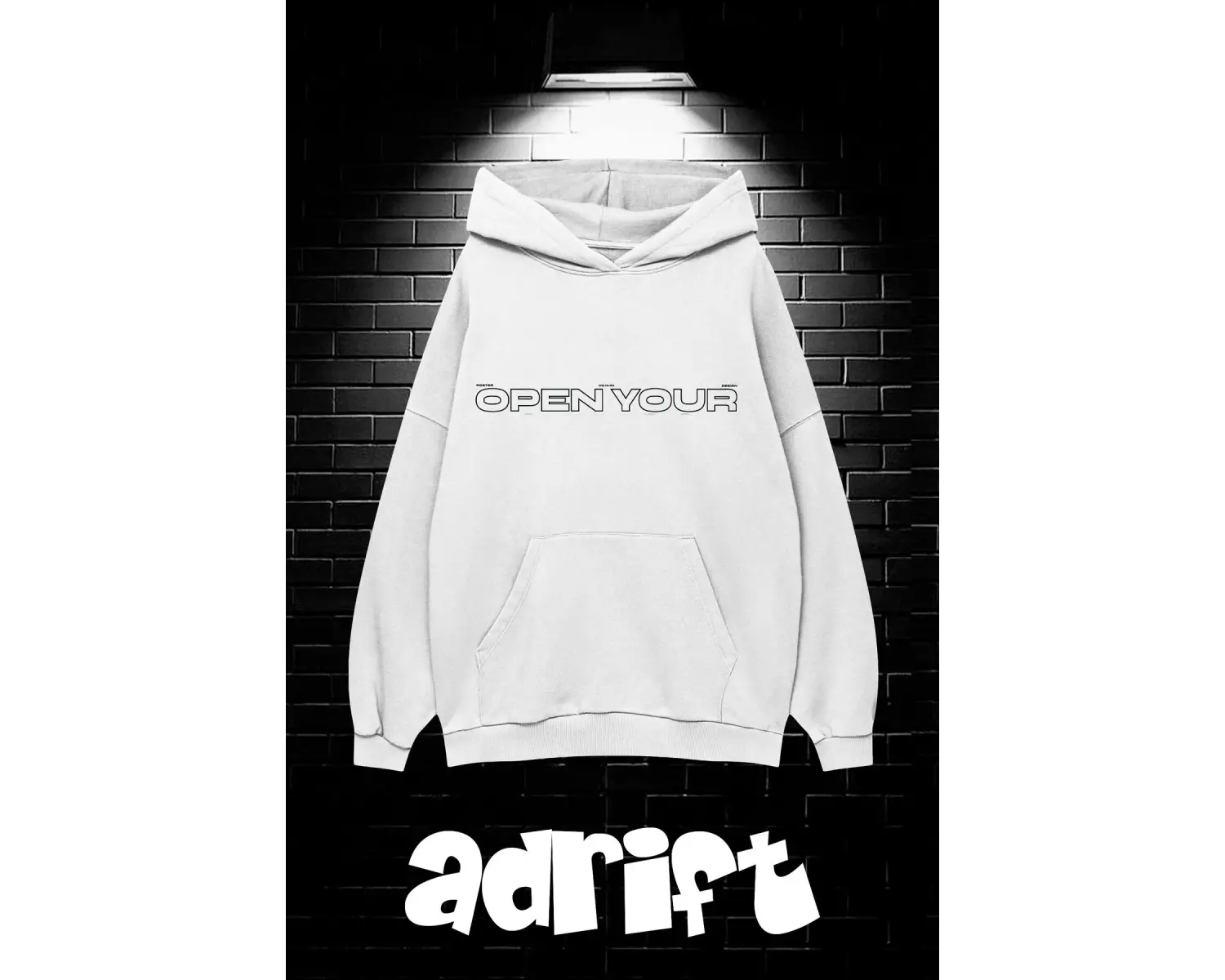 Unisex Oversize Kapüşonlu Kanguru Cepli Open Your Baskılı Sweatshirt Hoodie Beyaz
