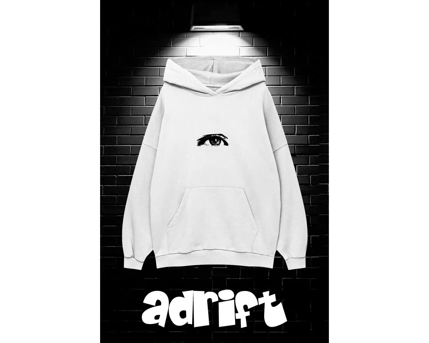 Unisex Oversize Kapüşonlu Kanguru Cepli Wıshful Baskılı Sweatshirt Hoodie Beyaz