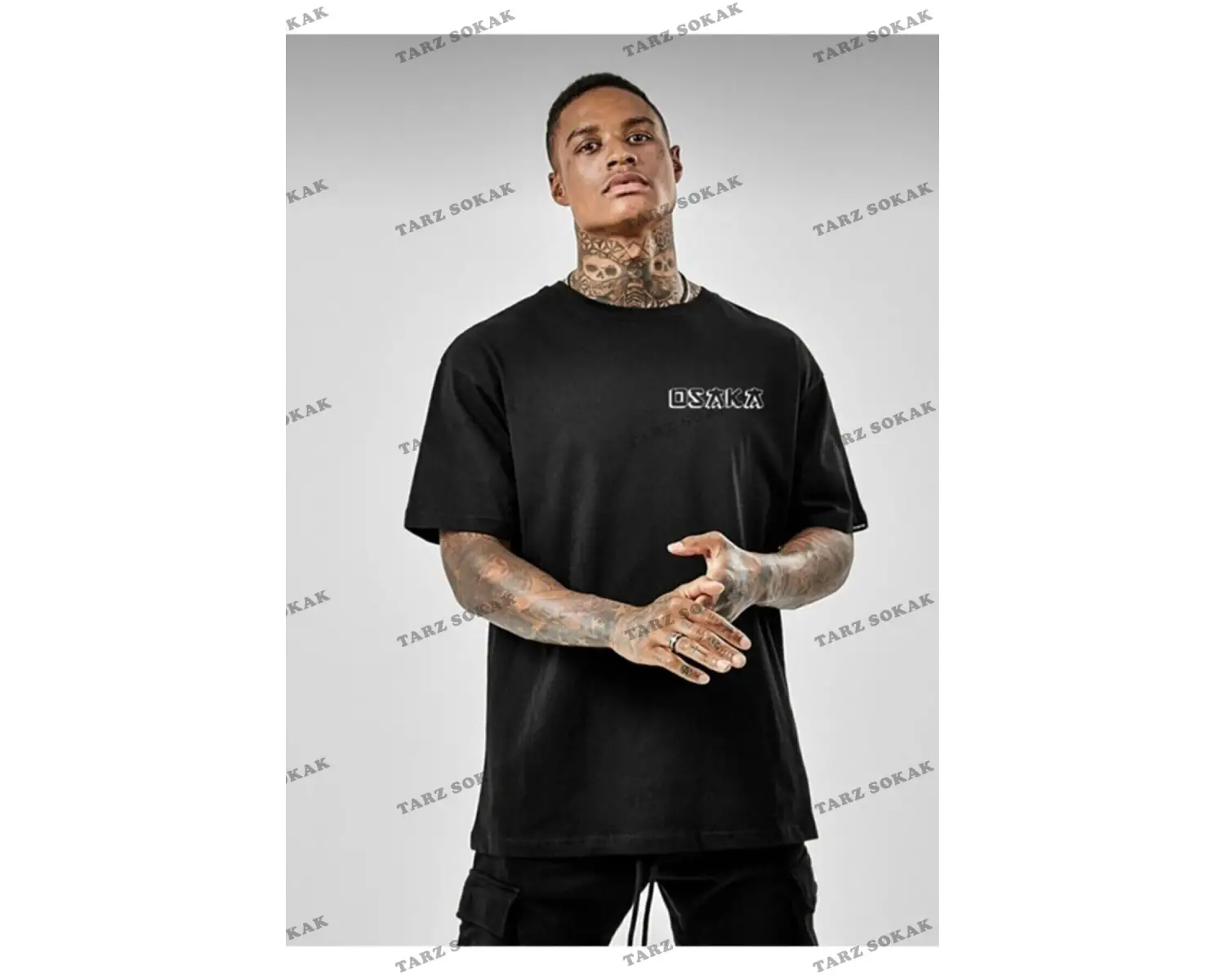 Unisex Oversize Osaka Baskılı Siyah