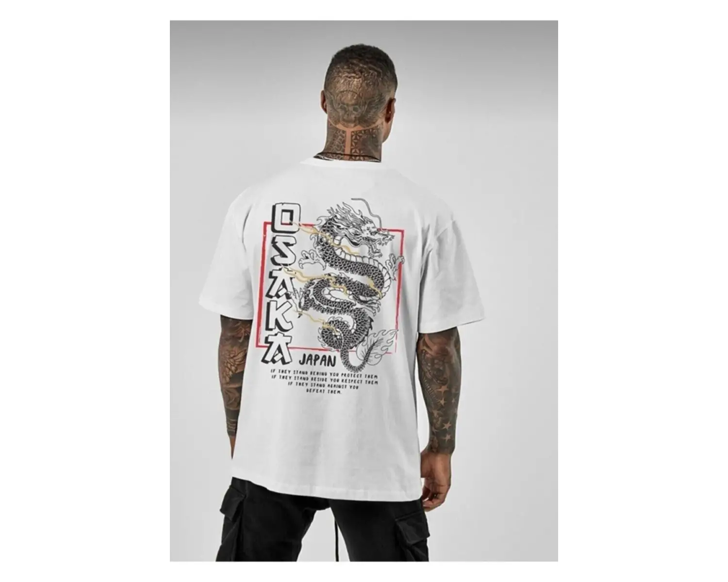 Unisex Oversize Osaka Baskılı Siyah Tshirt