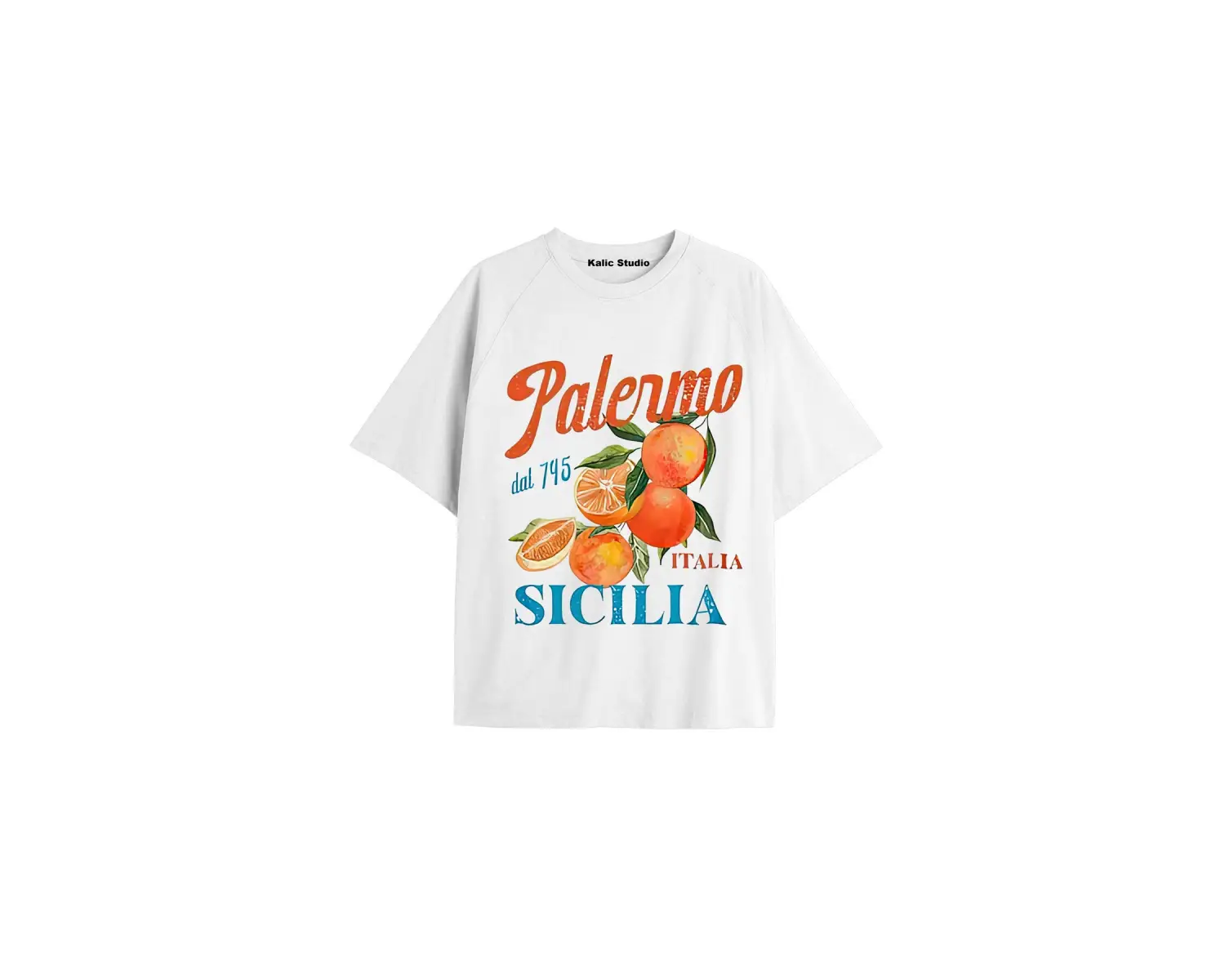 Unisex Oversize Palermo Sicilia Tshirt Beyaz