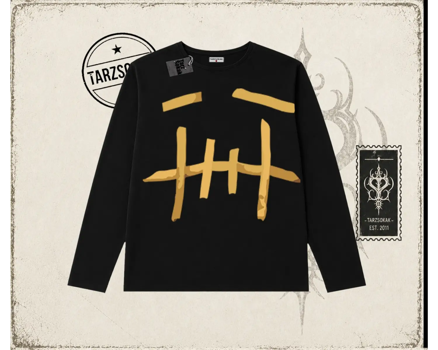 Unisex Patates Cactus Jack Biskilet Yaka  Long Sleeve Beyaz