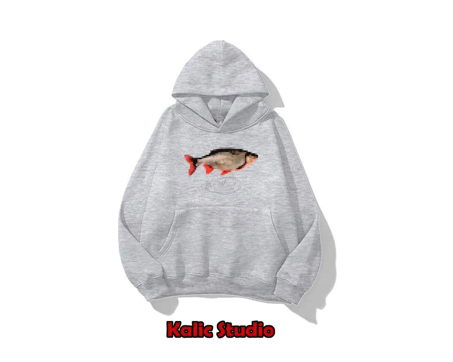 Unisex Pixel Fish Sweatshirt gri