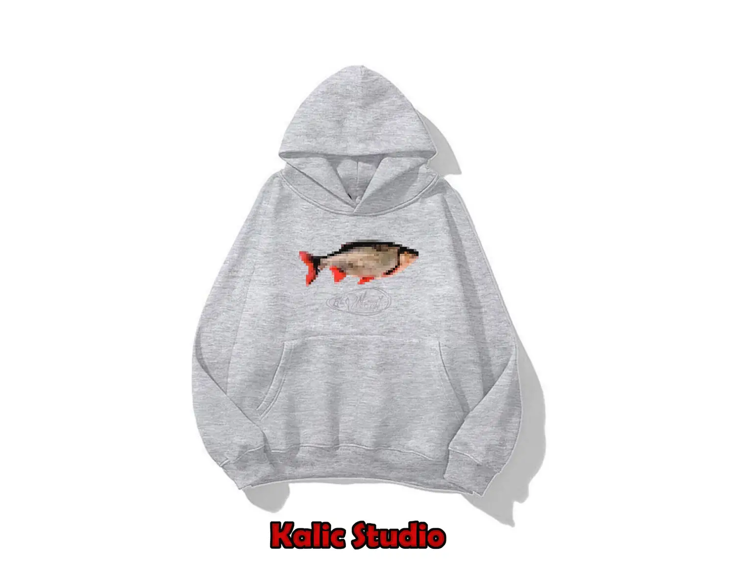Unisex Pixel Fish Sweatshirt gri