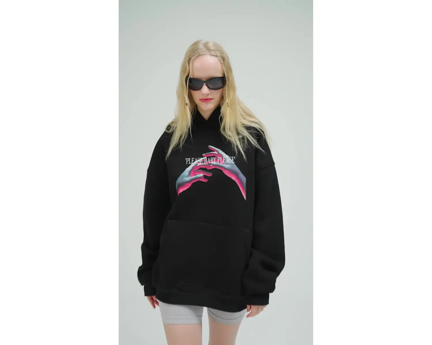 Unisex Please Baby Sweatshirt Hoodie Siyah