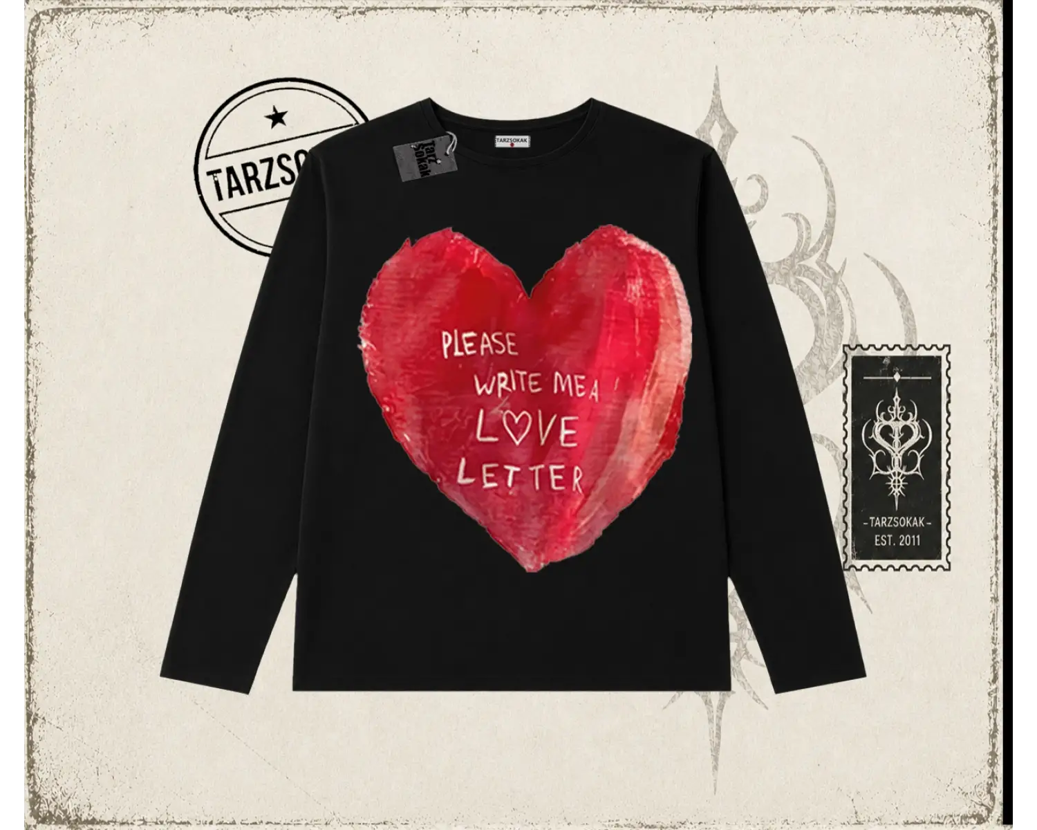 Unisex Please Write Me a Love Letter Biskilet Yaka  Long Sleeve Beyaz