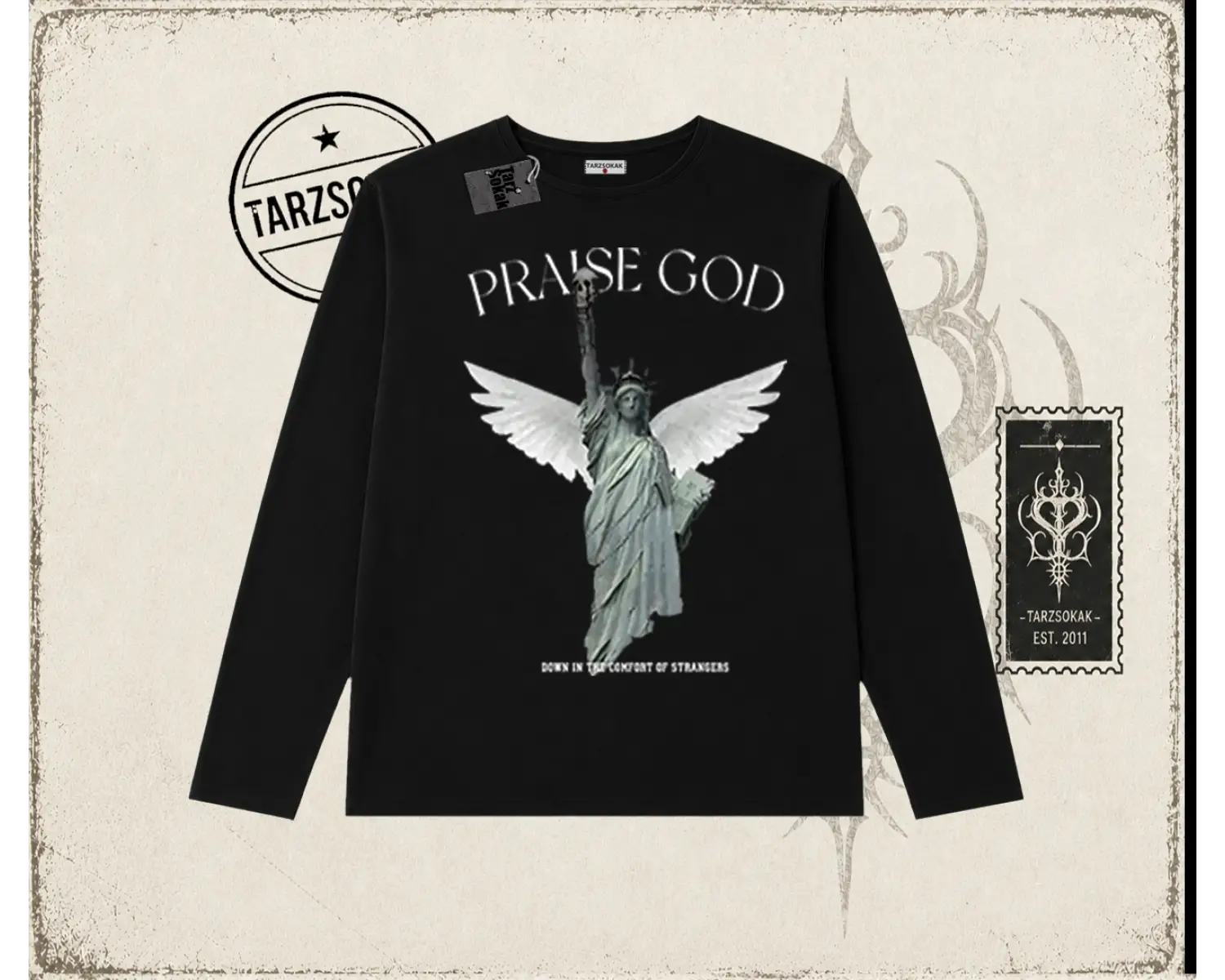 Unisex Praise God Biskilet Yaka  Long Sleeve Beyaz