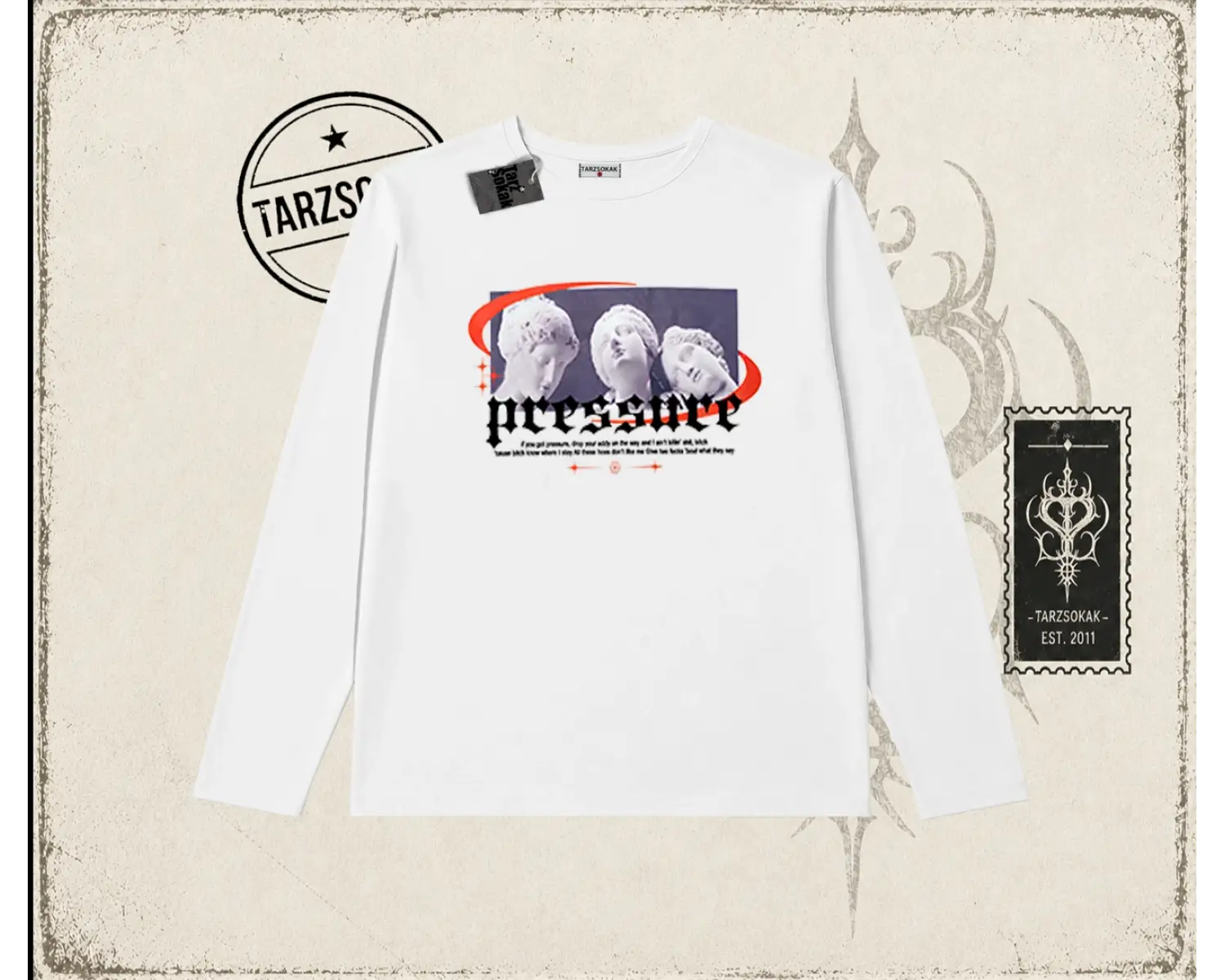 Unisex Pressure Biskilet Yaka  Long Sleeve Beyaz