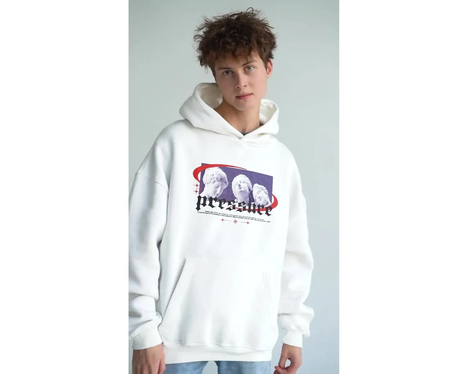 Unisex Pressure Sweatshirt Hoodie Beyaz