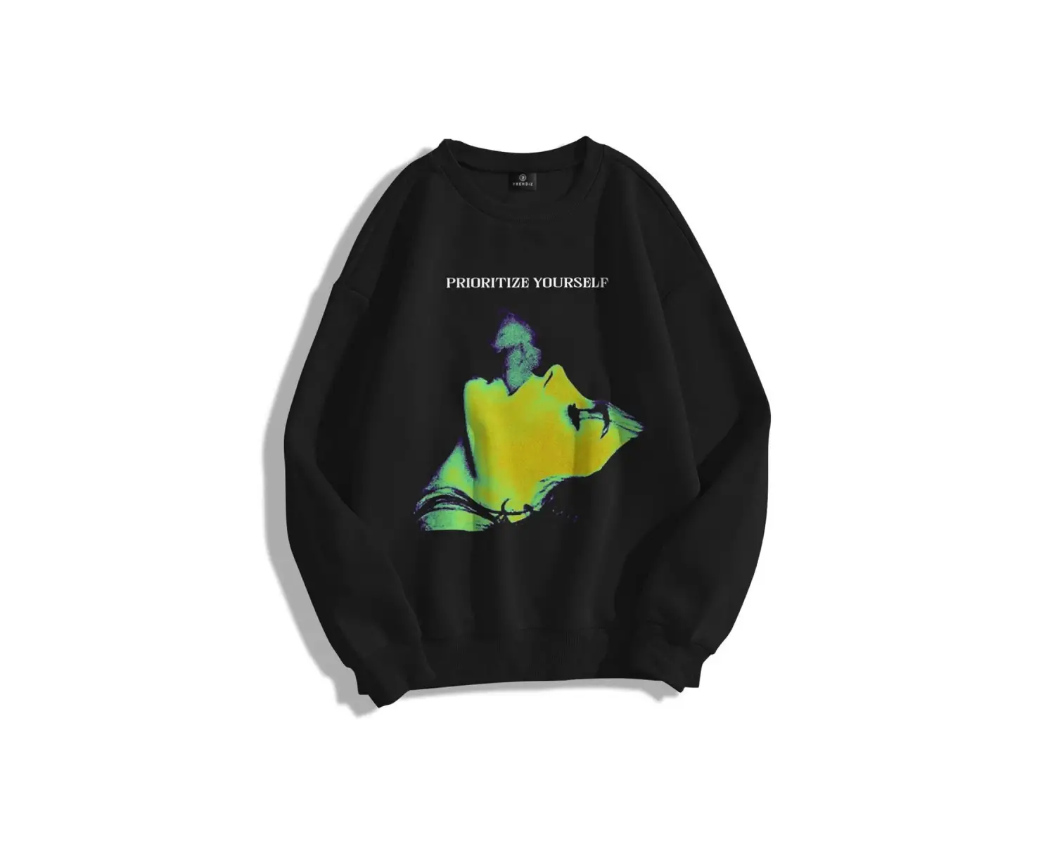 Unisex Prioritize Yourself Bisiklet Yaka Sweatshirt Siyah
