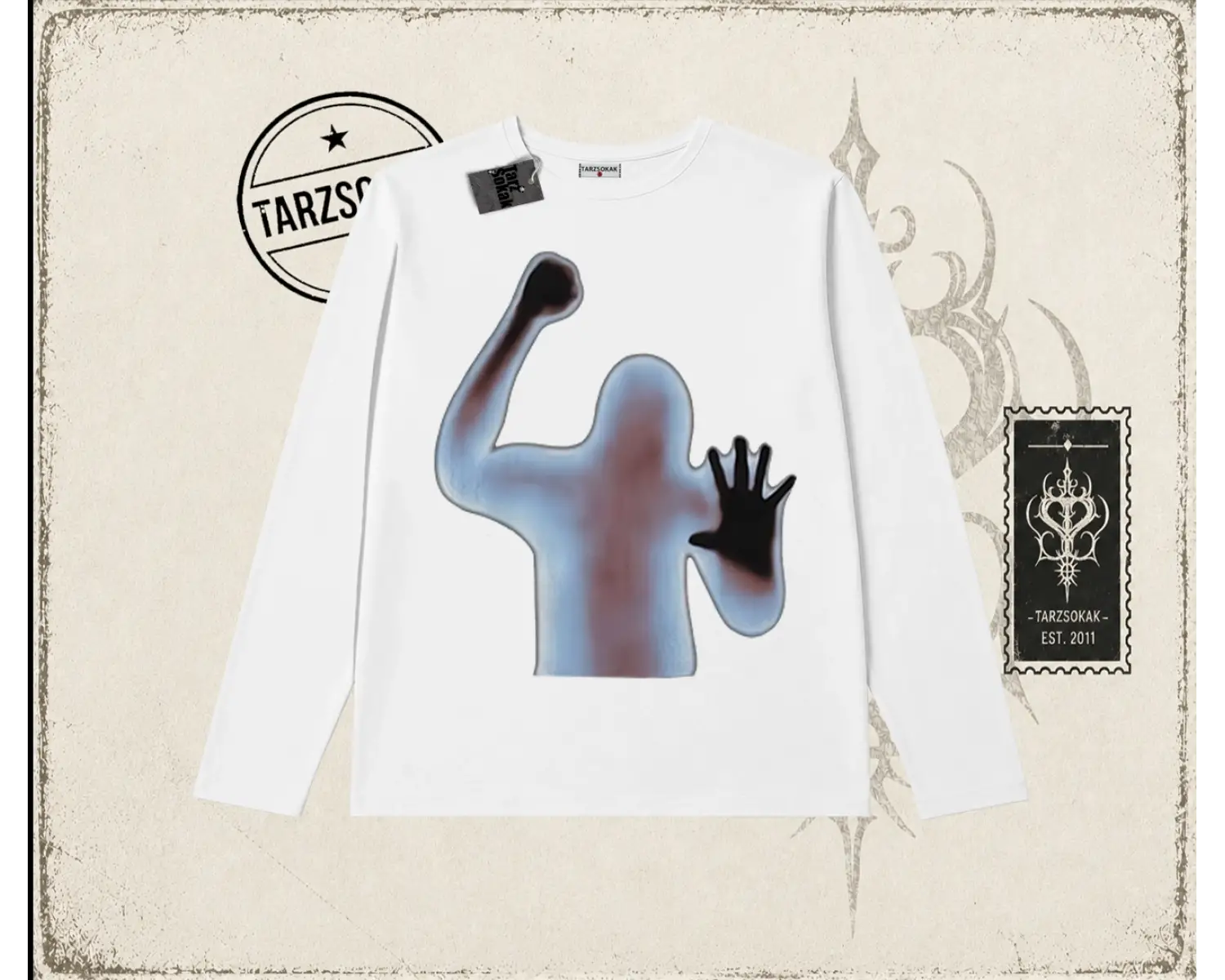 Unisex Psycho Biskilet Yaka  Long Sleeve Beyaz