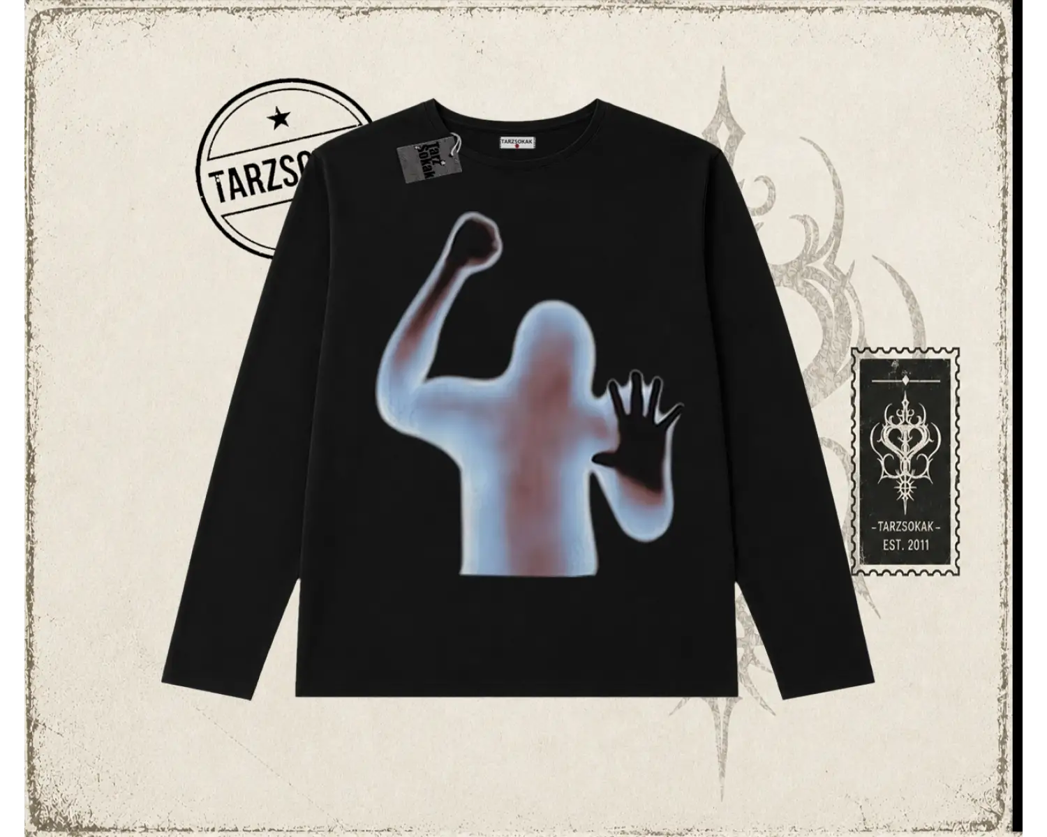 Unisex Psycho Biskilet Yaka  Long Sleeve Beyaz