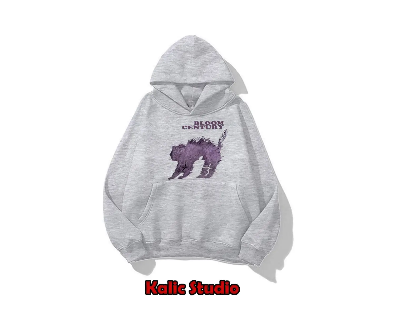 Unisex Purple Cat Sweatshirt gri