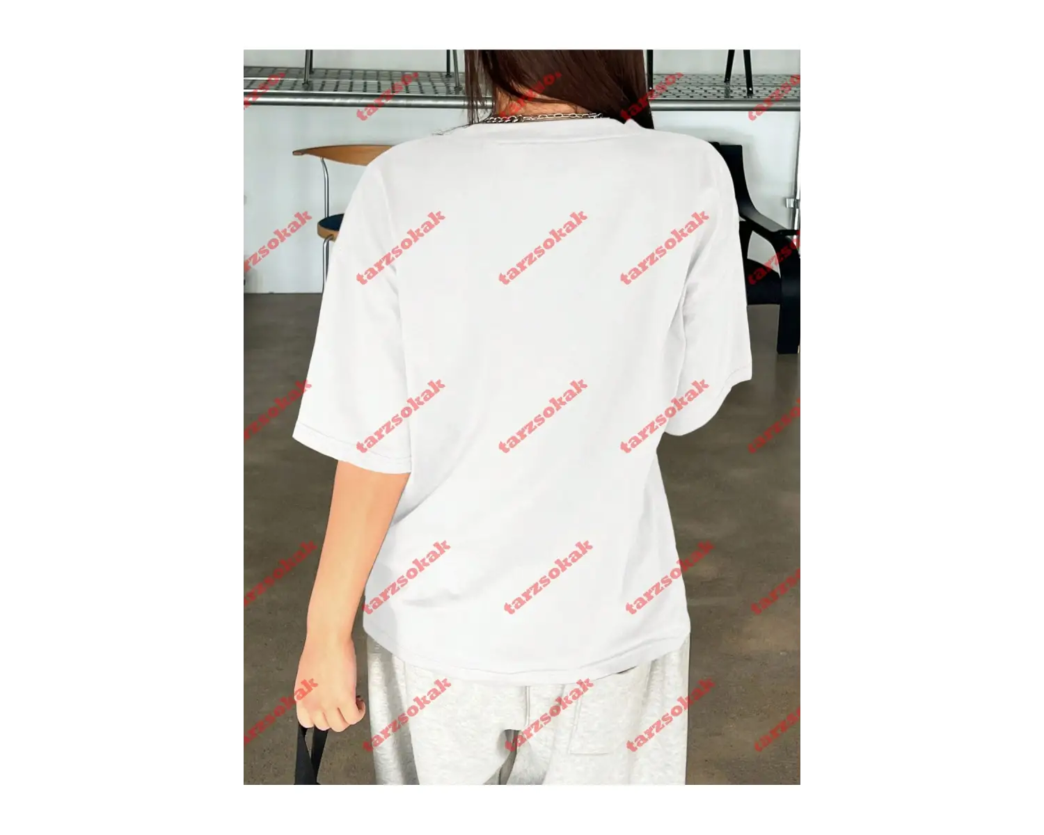 Unisex Pusula Baskılı Tshirt Beyaz