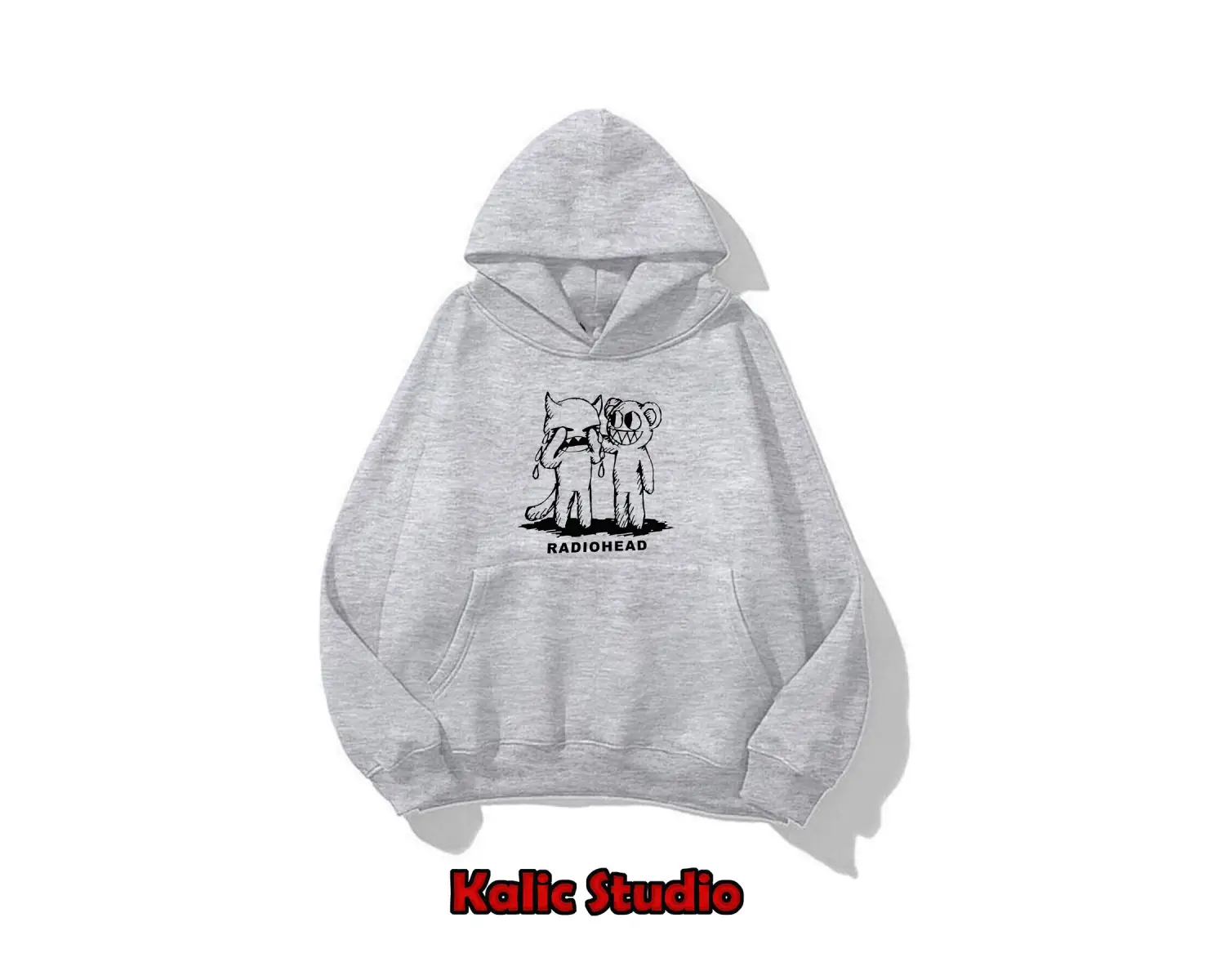 Unisex Radıohead baskılı oversize sweatshirt gri