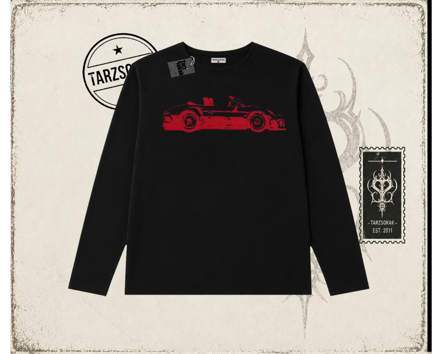 Unisex Red Cabrio Biskilet Yaka  Long Sleeve Beyaz