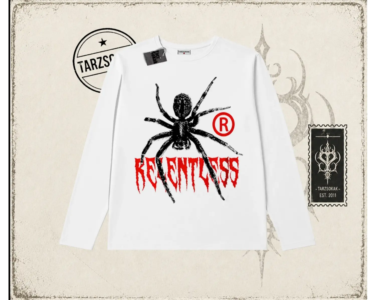 Unisex Relentless Biskilet Yaka  Long Sleeve Beyaz