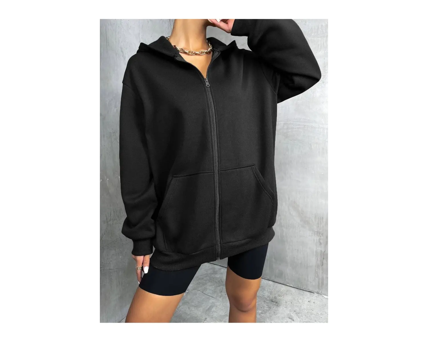 Unisex Renkli Oversize Kapüşonlu Fermuarlı Hırka