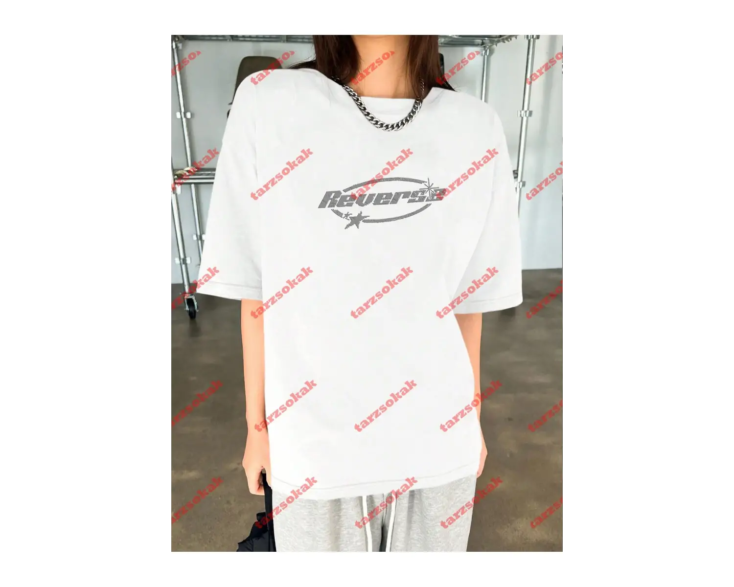 Unisex Reverse Baskılı Tshirt Beyaz