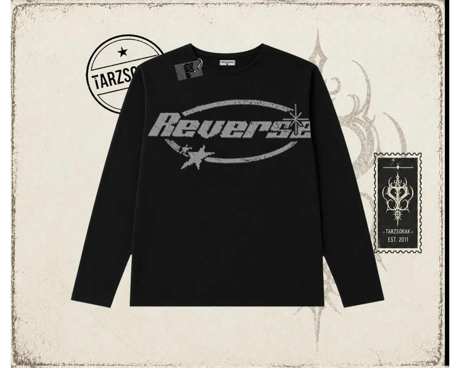 Unisex Reverse Biskilet Yaka  Long Sleeve Beyaz
