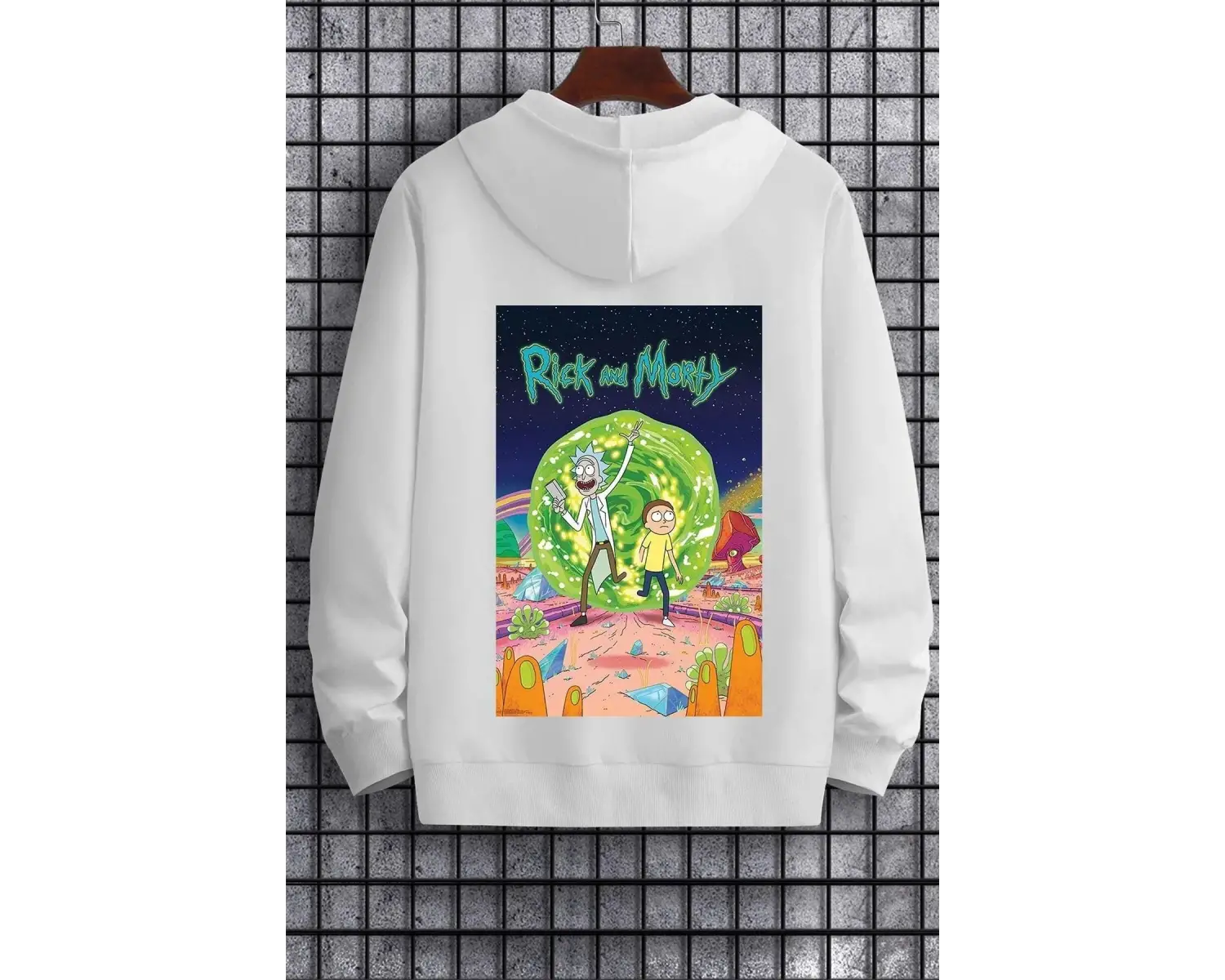 Unisex Rick And Morty Baskılı Sweatshirt TY-siyah-rickmorty