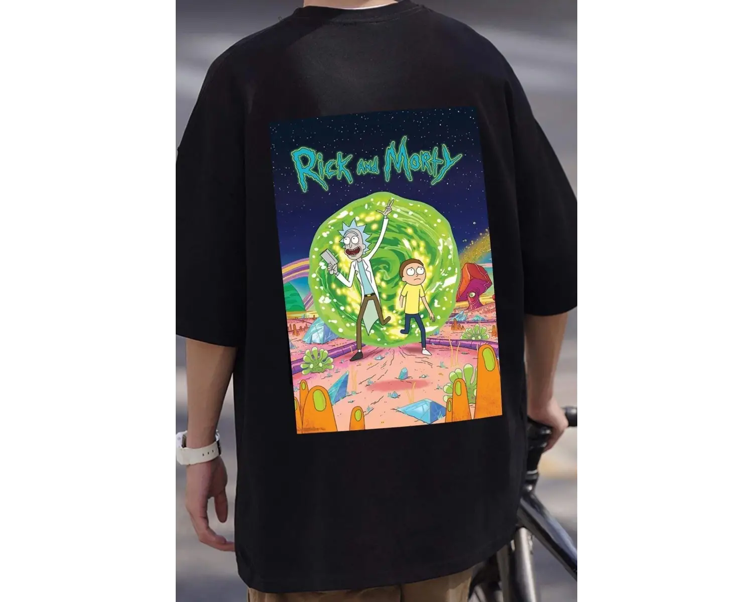 Unisex Rick And Morty Baskılı T-shirt