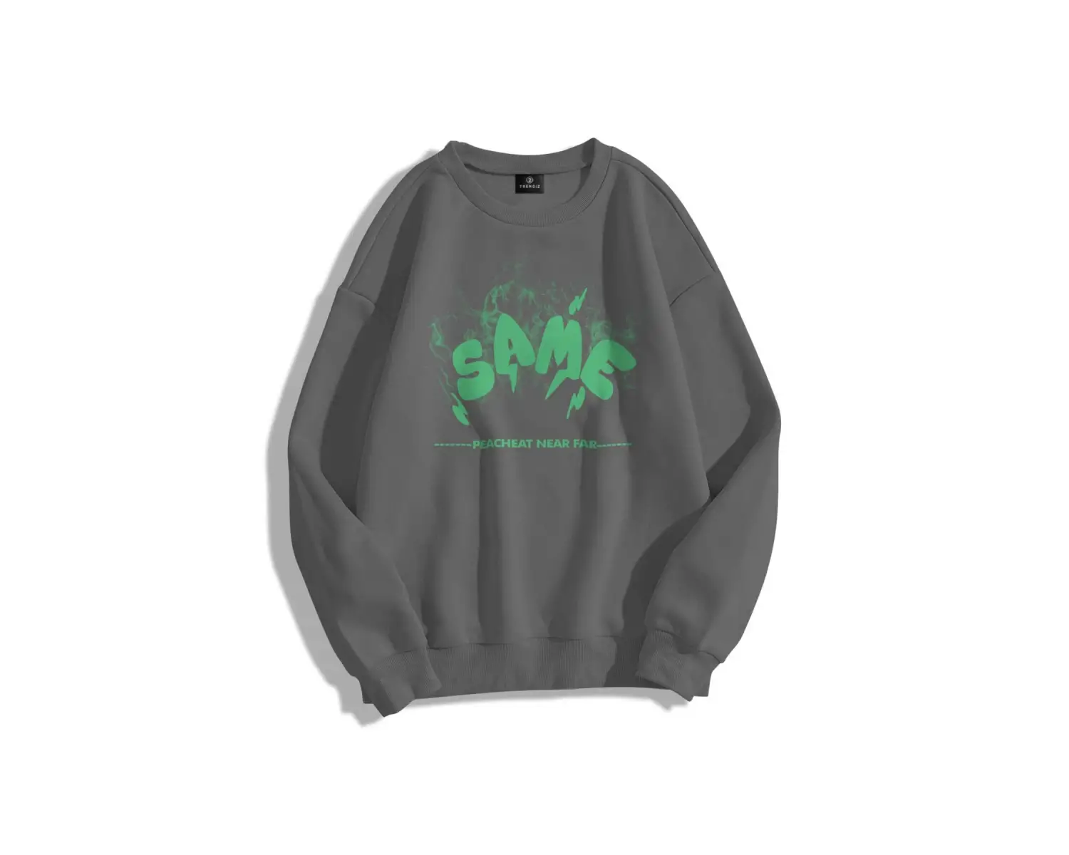 Unisex Same Bisiklet Yaka Sweatshirt Gri