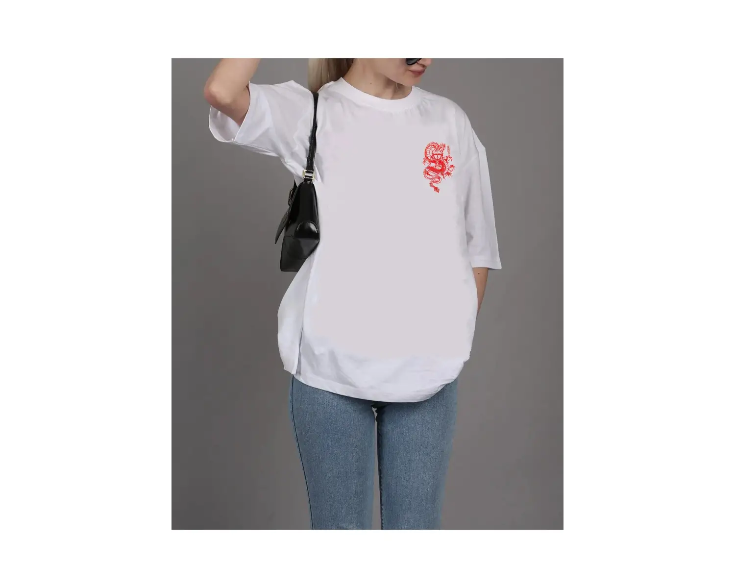 Unisex Şanslı Dragon Rahat Kesim Oversize T-shirt