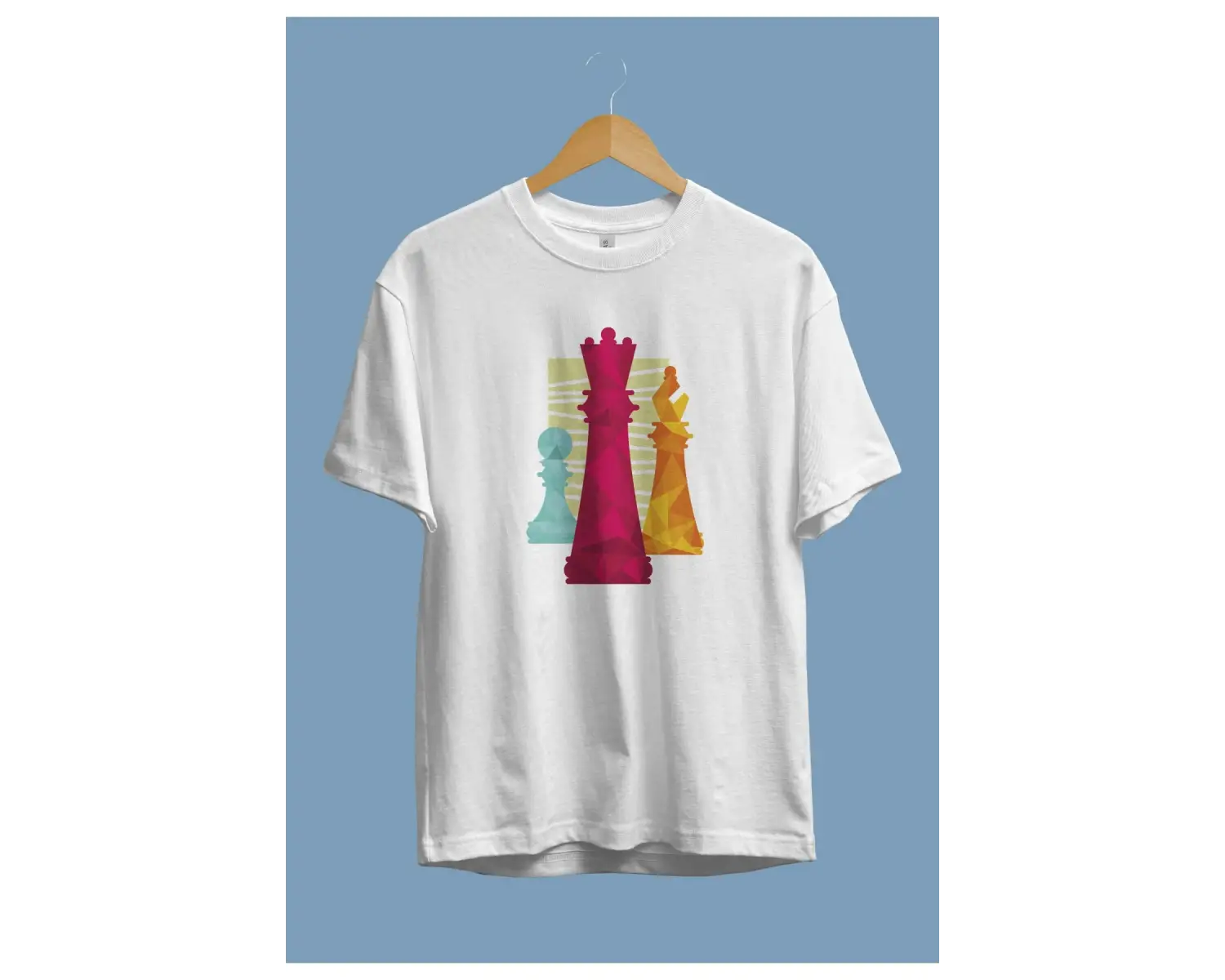 Unisex Satranç Oyun Taş Tasarım Baskılı Tişört