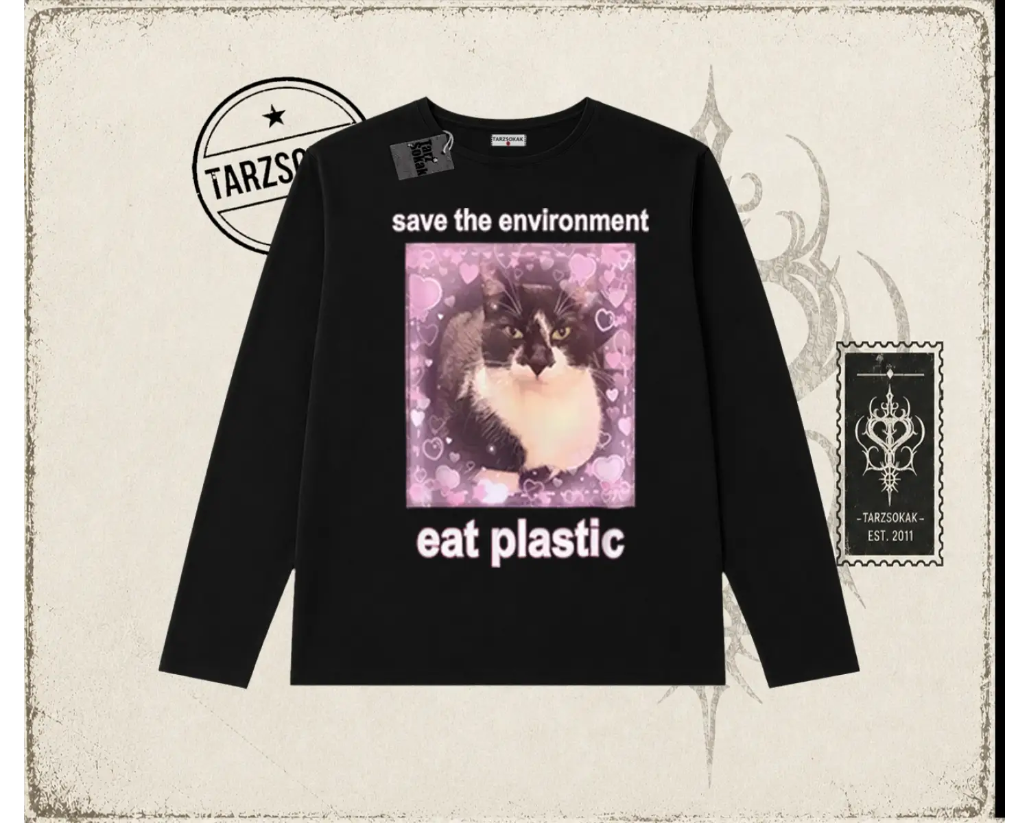 Unisex Save The Environment Biskilet Yaka  Long Sleeve Beyaz