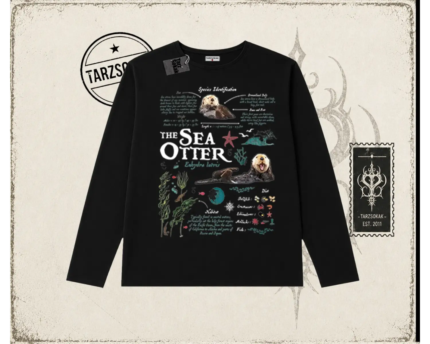 Unisex Sea Otter Biskilet Yaka  Long Sleeve Beyaz