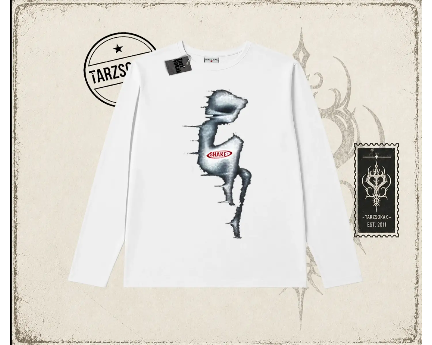 Unisex Shake Biskilet Yaka  Long Sleeve Beyaz