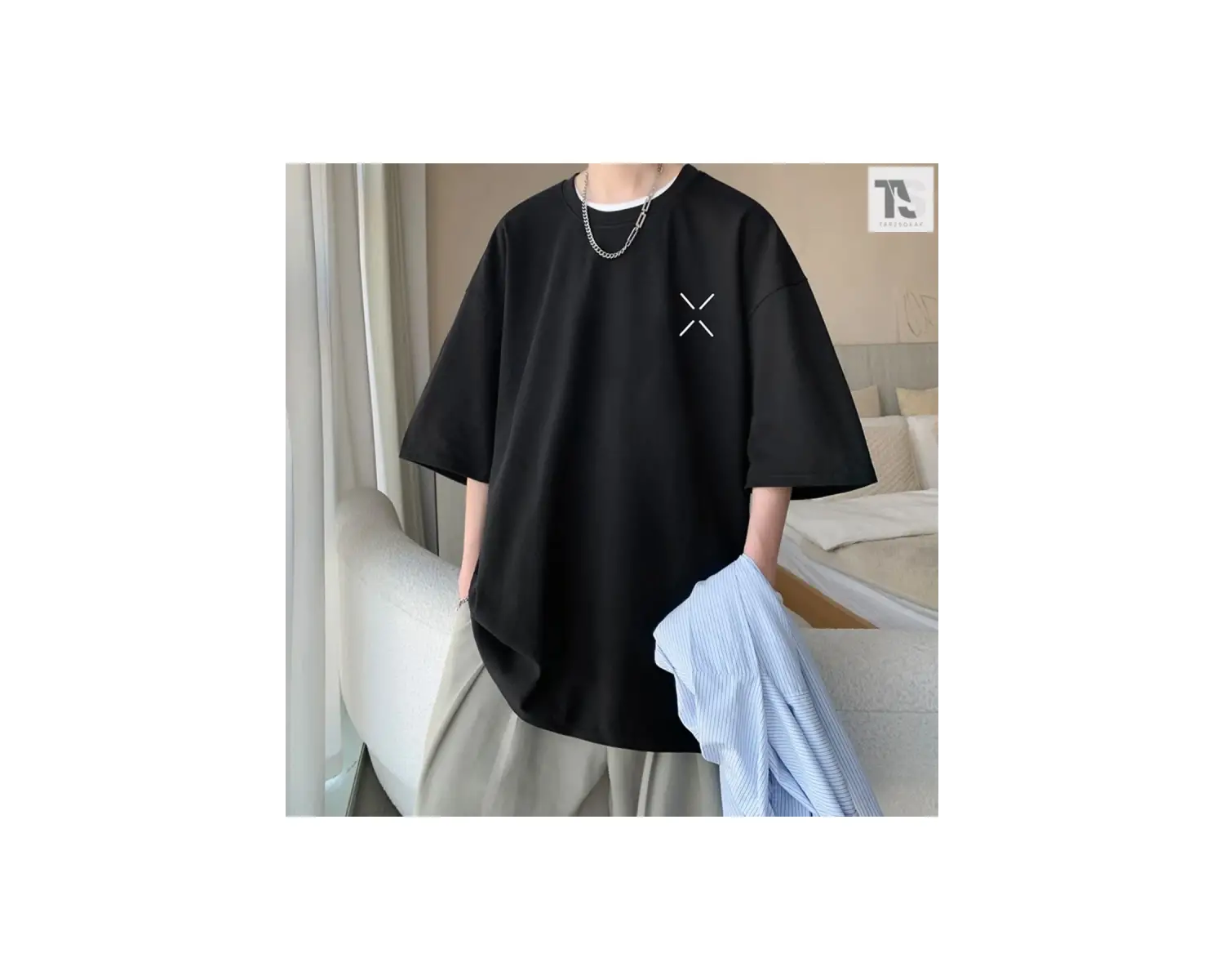 Unisex Si?yah Yeni Sezon Oversize Kalıp Yazlık T-shirt