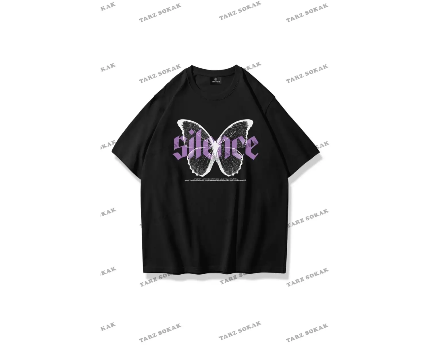 Unisex Silence Butterfly Tshirt Siyah