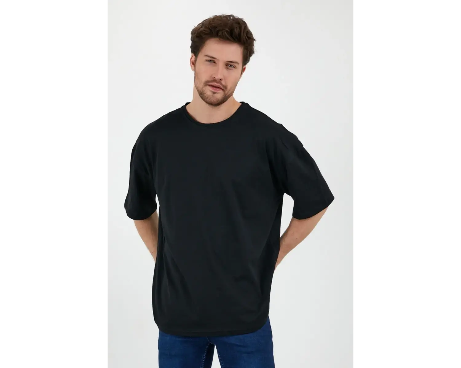 Unisex Siyah Beyaz Oversize Bol Kesim Basic 2 Li Paket Tshirt