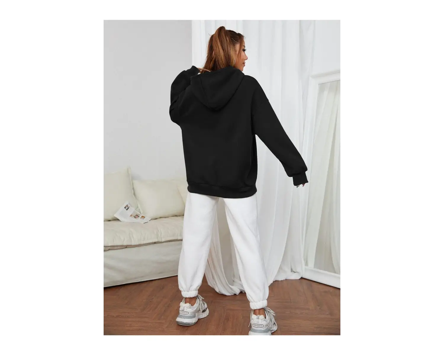 Unisex Siyah Calıfornia Baskılı Kapüşonlu Sweatshirt