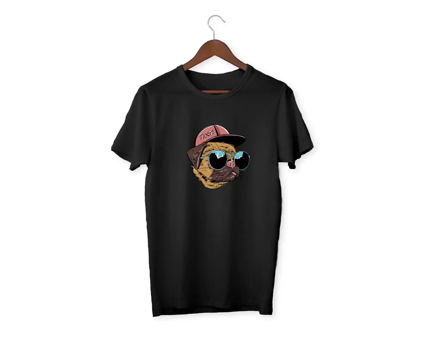 Unisex Siyah Cool Dog Baskılı T-shirt