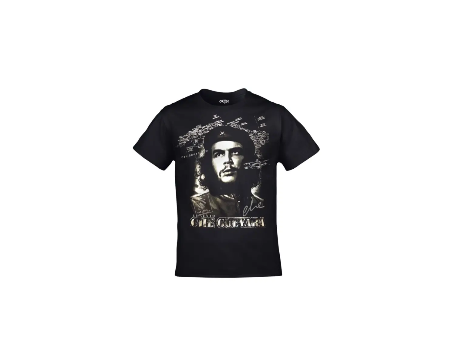 Unisex Siyah Ernesto Che Guevara Harita Baskılı