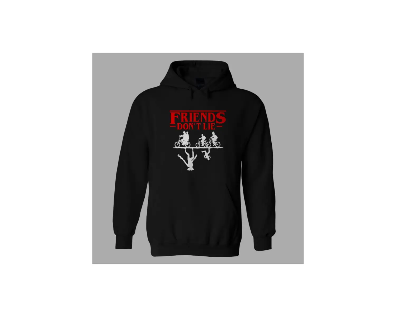 Unisex Siyah Friends Dont Lie Stranger Things  Hoodie