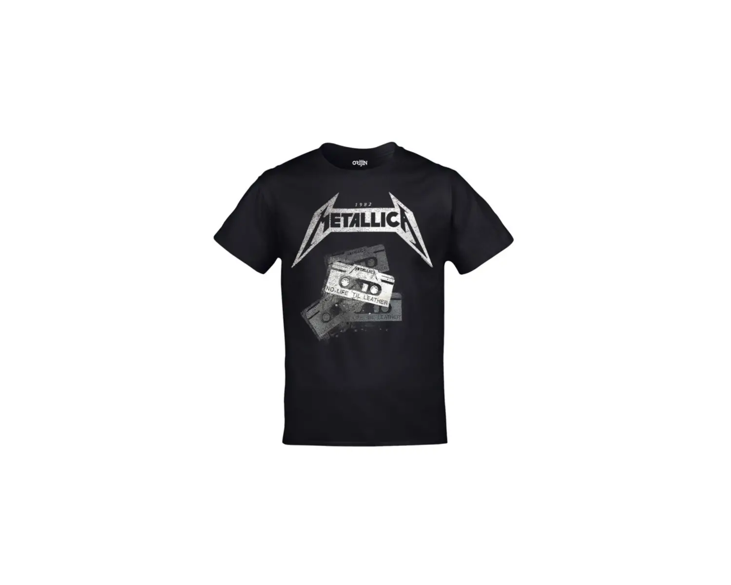 Unisex Siyah Metallica Kaset No Life Til Leather Ön Arka Baskılı