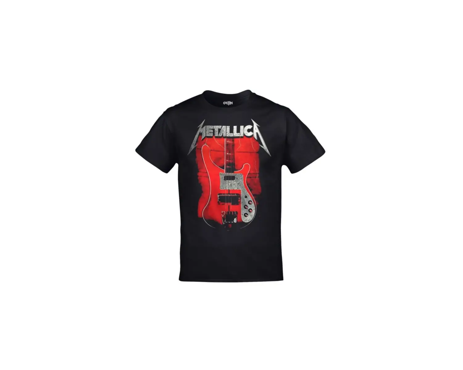 Unisex Siyah Metallica Kırmızı Gitar Baskılı
