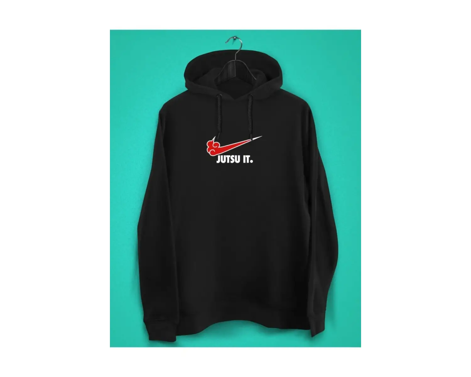 Unisex Siyah Naruto Jutsu It Baskılı Sweatshirt