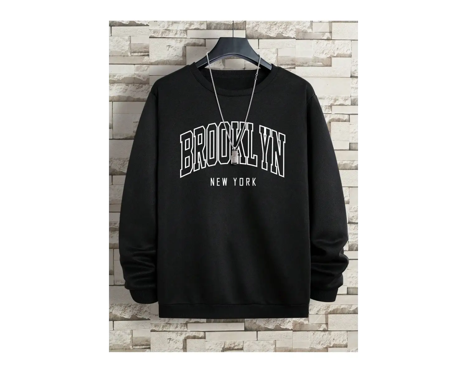 Unisex Siyah Oversize Kırmızı Brooklyn Baskılı Sweatshirt yenibrooklynsw12