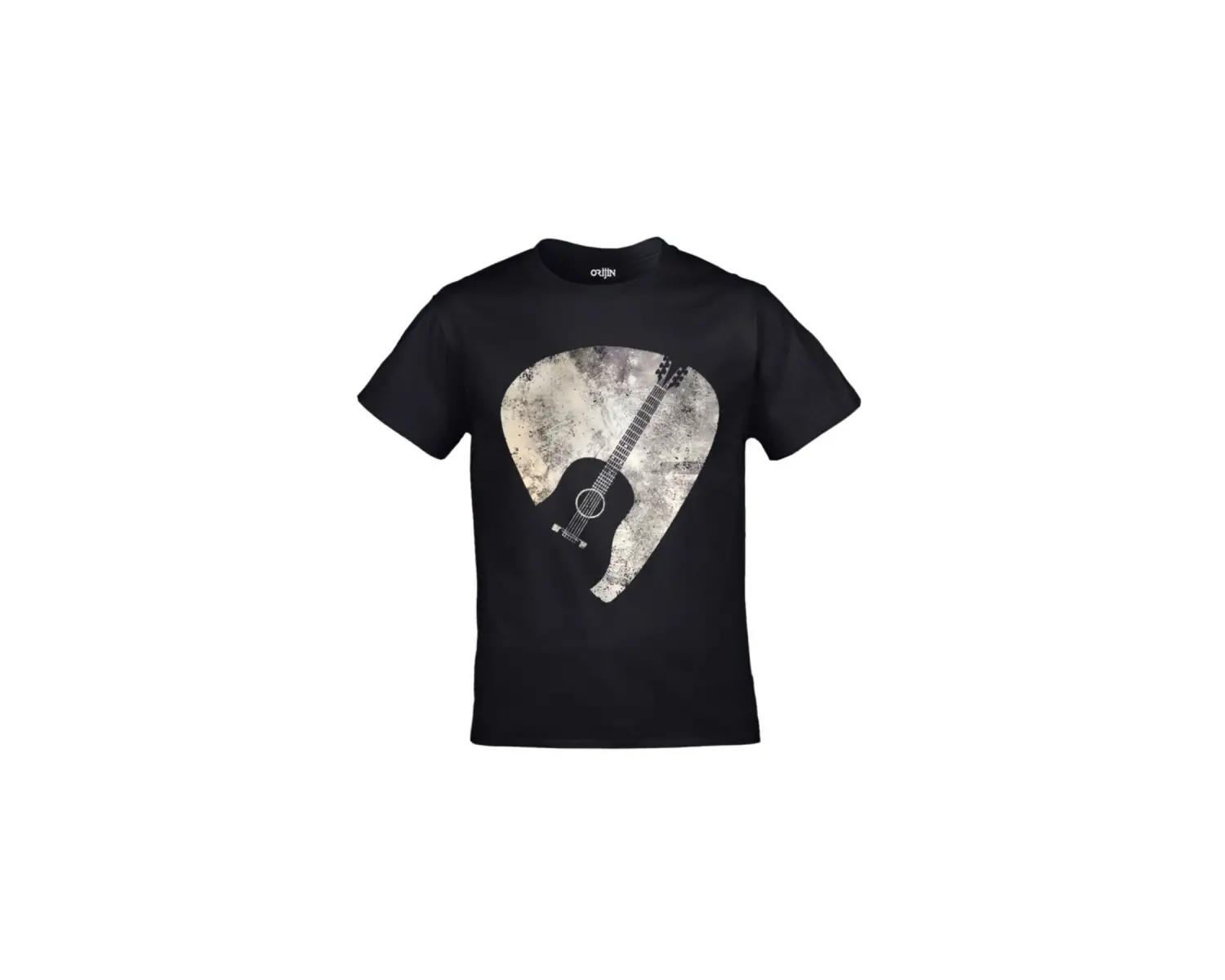 Unisex Siyah Pena Gitar Baskılı